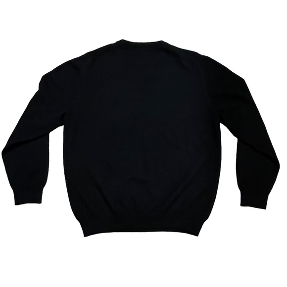 Men’s Uomo Bravo Cashmere Sweater Black Argyle Crew Neck Long Sleeve Pullover - Picture 10 of 11